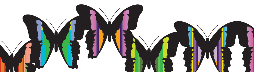 Rainbow colored butterflies