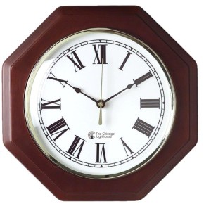 12” octagon clock in mahogony