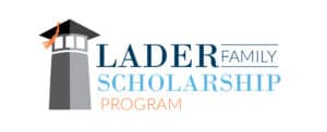 Lader Family Scholarship Program logo. Image is of a lighthouse graphic with a graduation cap/tassle on