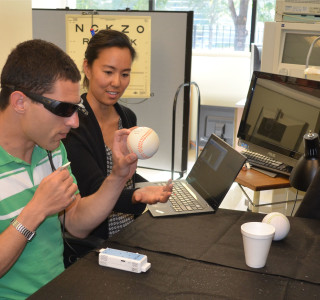 Federico tests the BrainPort device which 