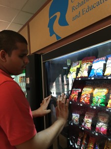 Lucio reading vending machine