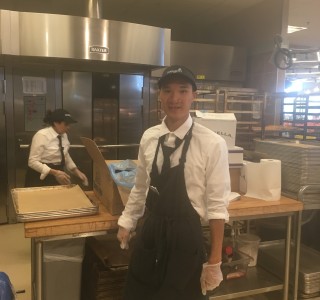 Student Noel LaRosa, in a photo taken at his workplace, Mariano's.