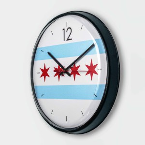 Lighthouse fashion clock with the Chicago flag design