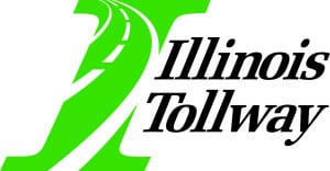 Illinois Tollway Logo: large green "I" with road lines down the center