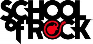 School of Rock logo where the "o" is a curvy guitar