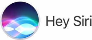 Image of the Siri Logo with the text "Hey Siri" written to the right of it.