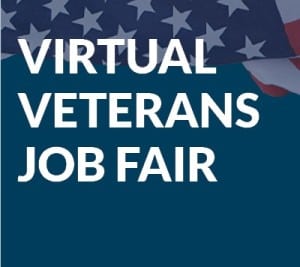 Virtual Veterans Job Fair, american flag in background