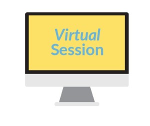 computer screen with text: virtual session