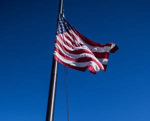 USA flag on a pole outside