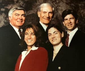 The family behind the Kraff Eye Institute: Front: Dr. Caryn Orlin-Kraff (retired), Dr. Cheryl Kraff-Cooper. Back row: Dr. William Lissner (retired), Dr. Manus Kraff (retired), Dr. Colman Kraff.