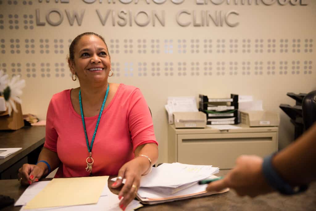 Woman working in a medical office