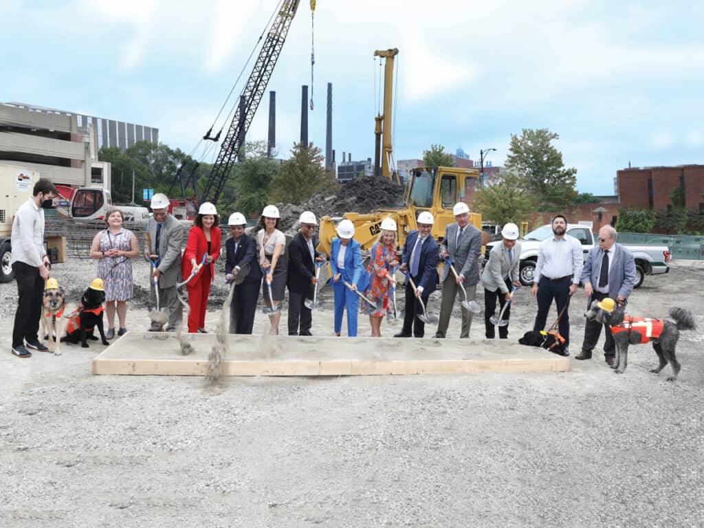 Various CLH employees, political figures, donors and construction workers break ground on the brand new Foglia Residences