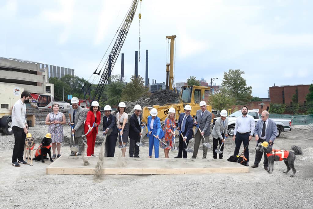 Members of the lighthouse, Chicago government and Brinshore devlopment break ground on the Foglia building