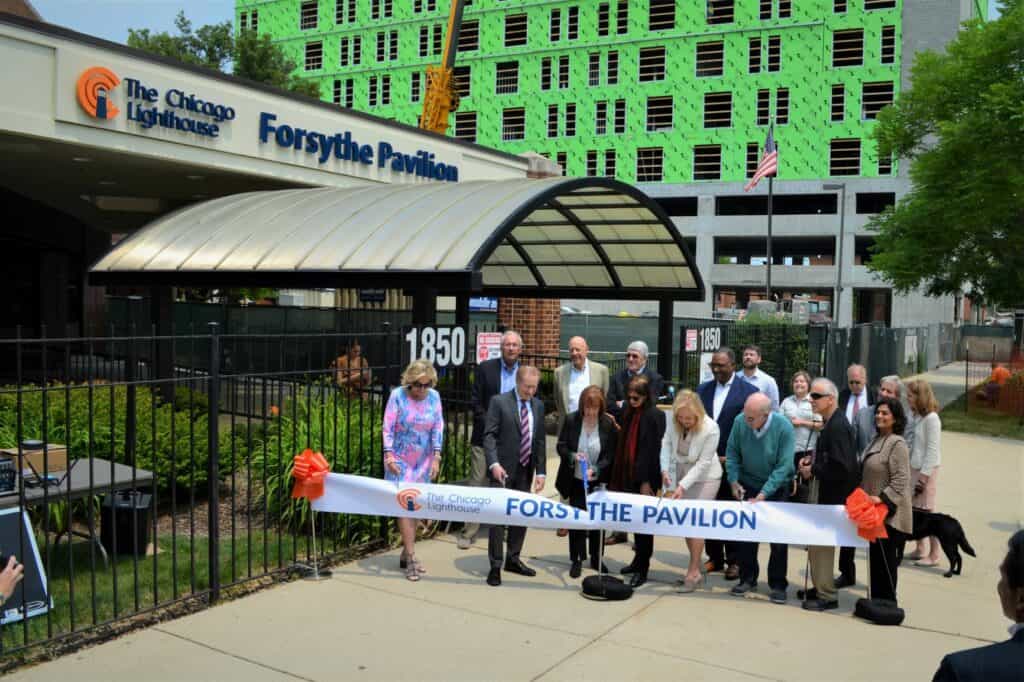Board Members cut the ribbon on the new Forsythe Pavilion