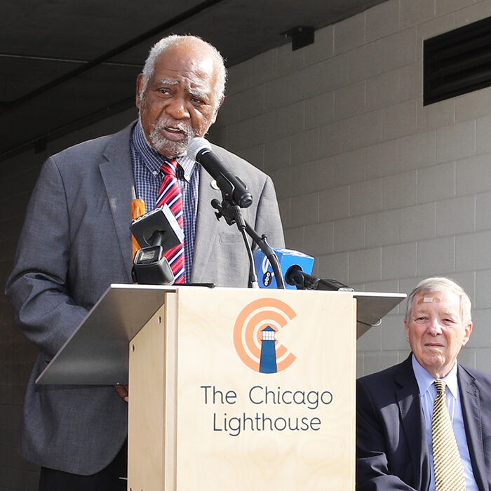 U.S. Rep Danny Davis gives a speech at the ground breaking