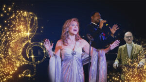 A montage of the various talent that will be featured at the Seeing What's Possible Gala Benefit. Shows a woman and a man singing as well as a conductor.