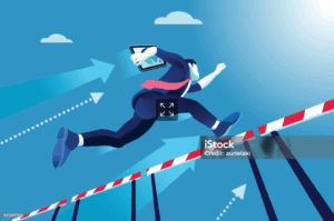 temp image of business person jumping over hurdles