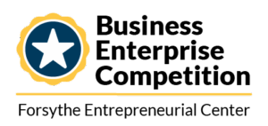 Business Enterprise Competition logo. A circle with a star in the middle. Additional text reads: Forsythe Entrepreneurial Center