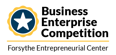 Business Enterprise Competition logo. A circle with a star in the middle. Additional text reads: Forsythe Entrepreneurial Center