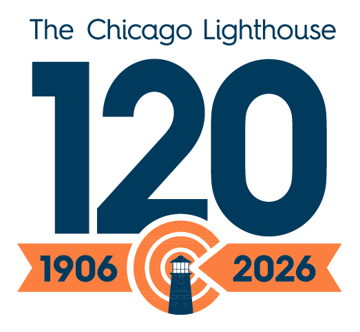 The Chicago Lighthouse 120 year celebration logo. 1906-2026
