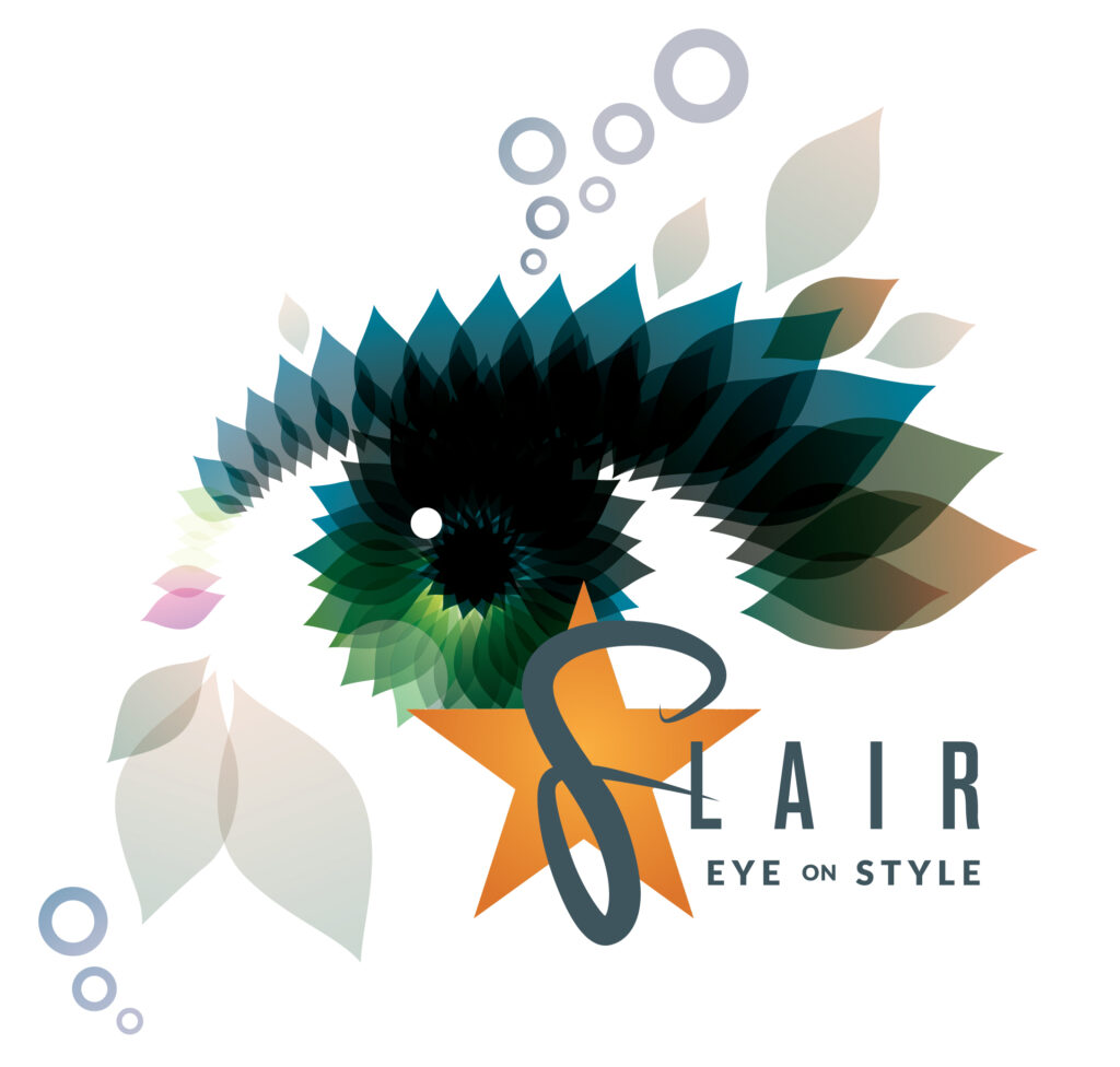 FLAIR Logo with an eye illustration behind the logo